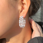 Silver Zircon Round Hoop Earrings
