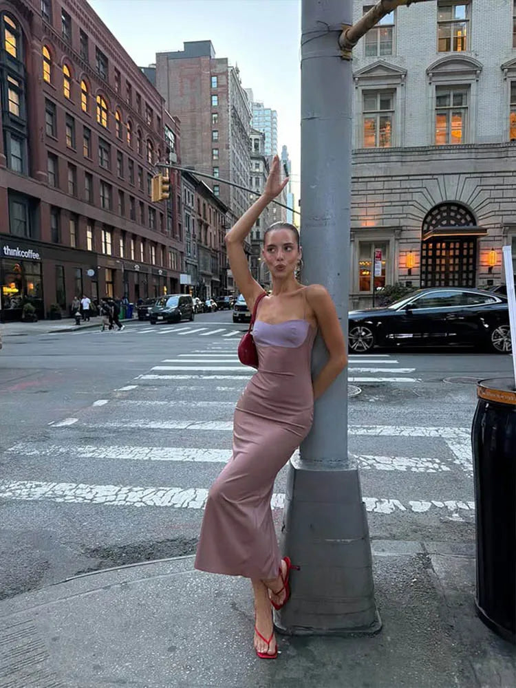 Slim-Fit Patchwork Camisole Dress