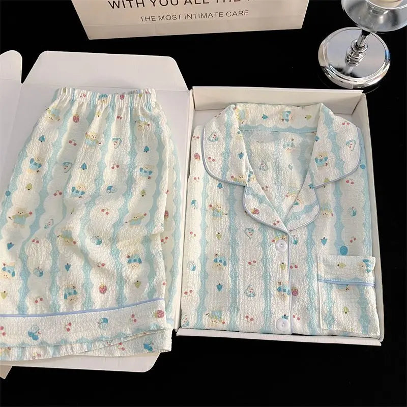 Sweet Cherry Seersucker Pajama Set
