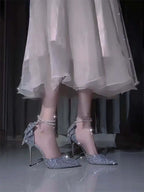Sequin Bow Platform Pumps