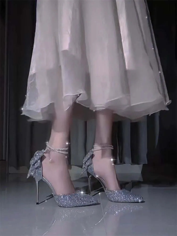 Sequin Bow Platform Pumps