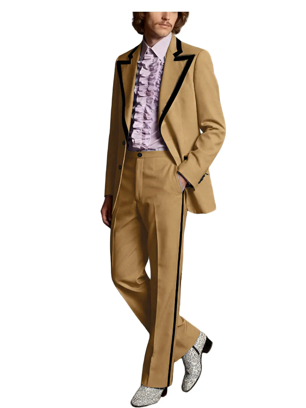 Black Trim Slim Tuxedo Suit Set