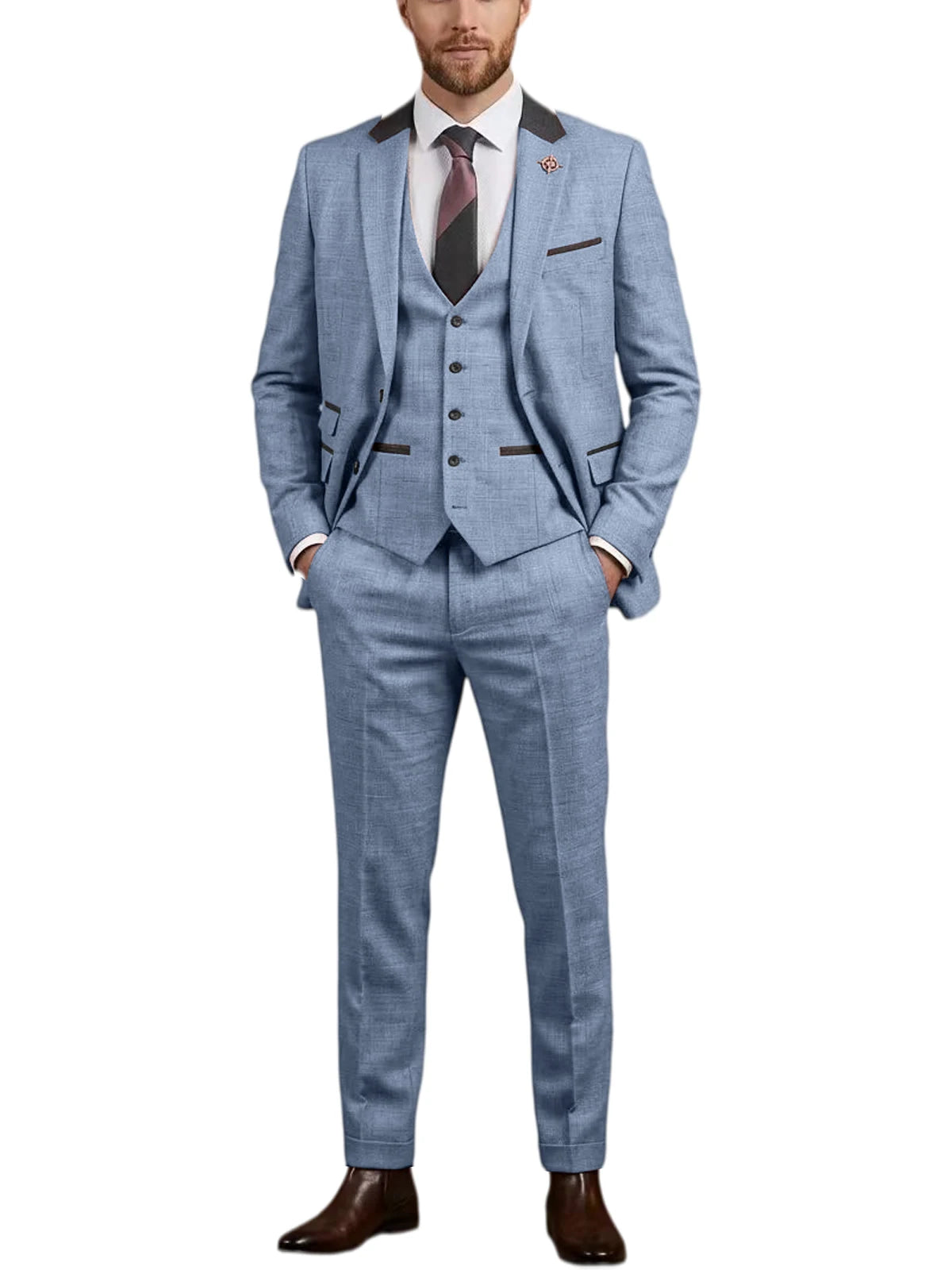 Linen Three-Piece Notch-Lapel Suit