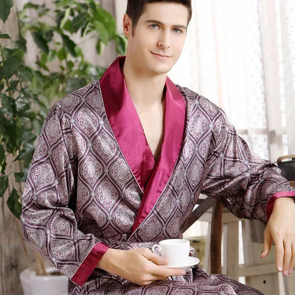 Geometric Print Men Bathrobe