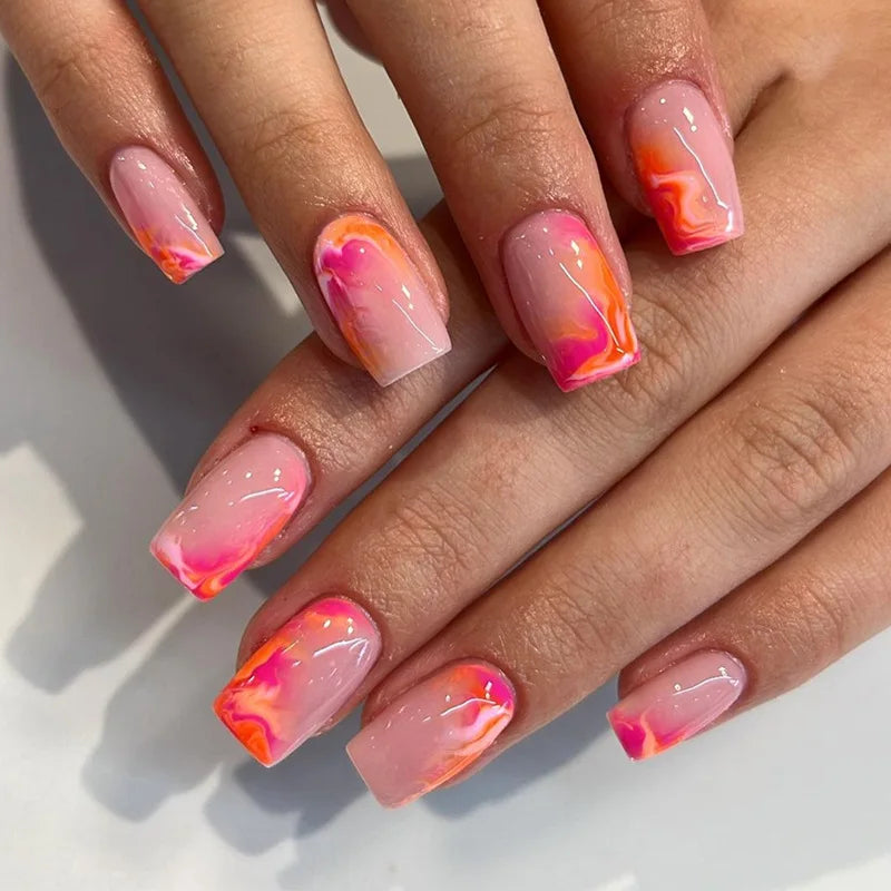 Mid-length French False Nails Leopard