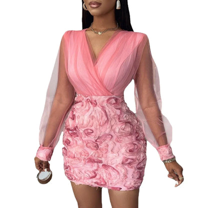 Sheer Floral Party Dress