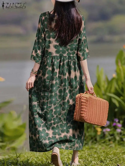 Bohemian Floral Printed Maxi Dress