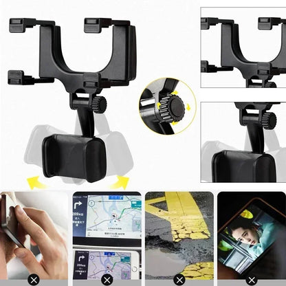 Adjustable Rearview Mirror Phone Holder