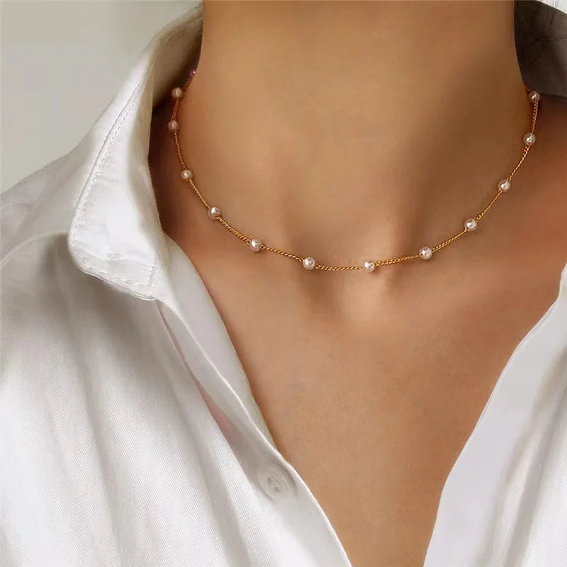Pearl Heart Choker Necklace