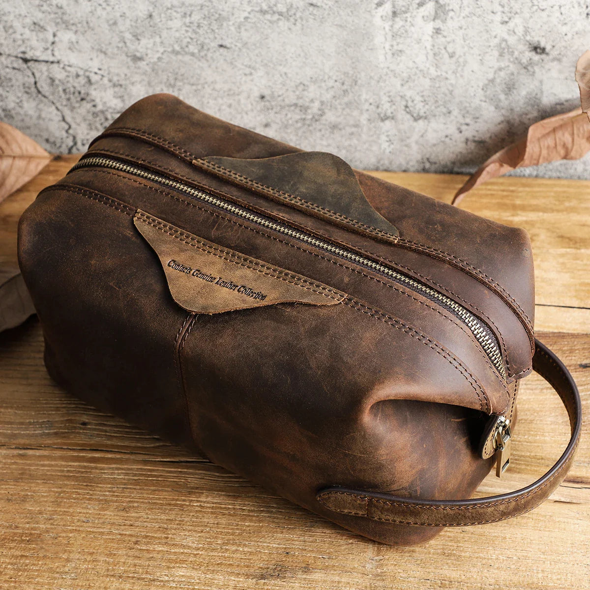 Men’s Leather Travel Toiletry Bag
