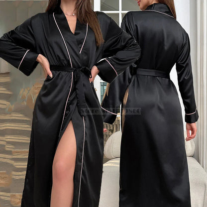 Long Silk Summer Satin Bathrobe