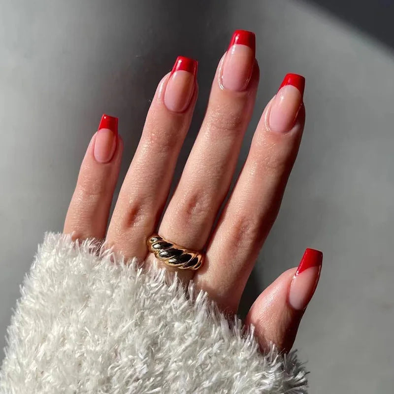 Gradient Wearing Fake Nails Long