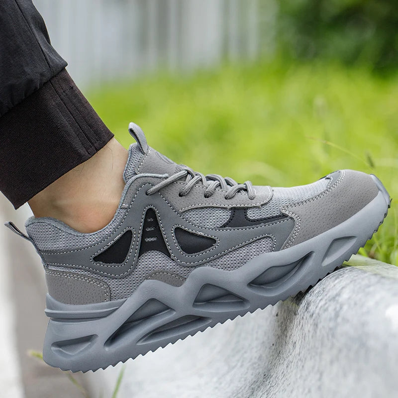Beige Breathable Steel-Toe Boots
