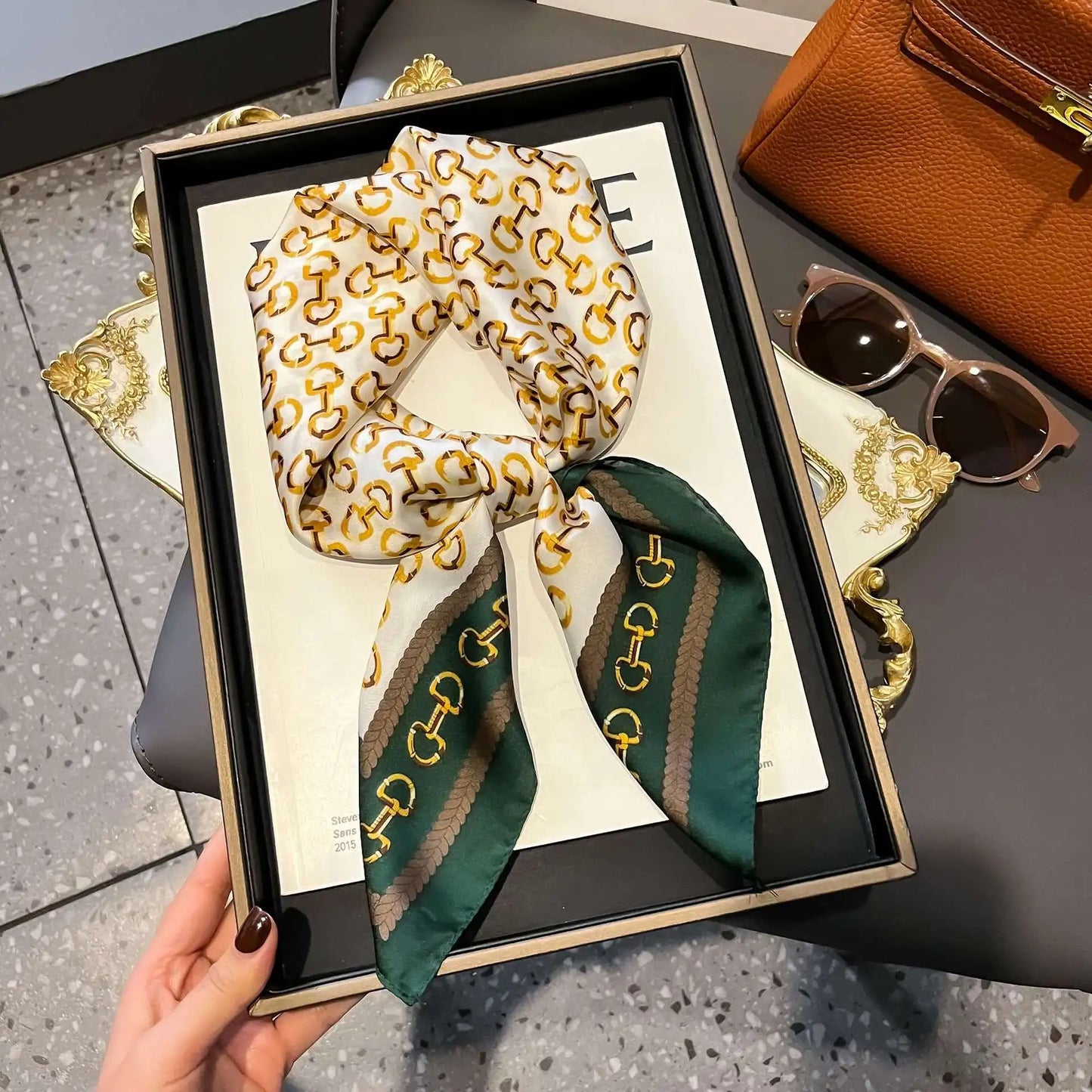 Luxury Silk Plaid Hijab Scarf