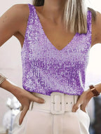 Sequin V-Neck Tank Top
