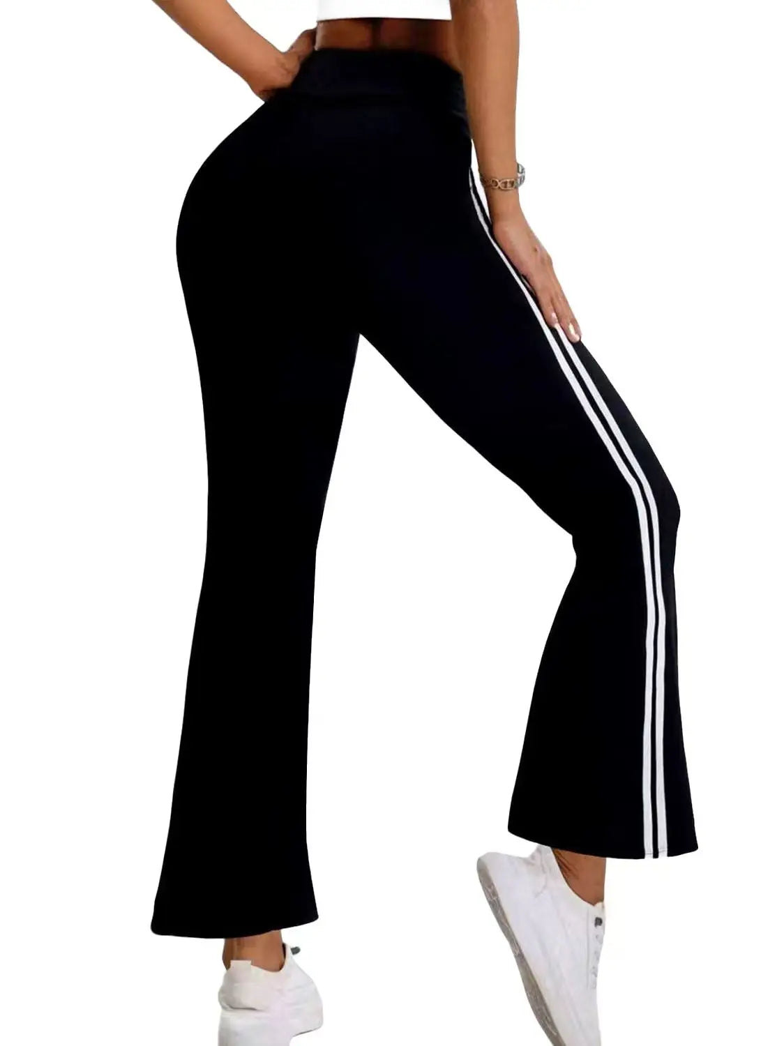 Side-Stripe Sculpted Flared Pants
