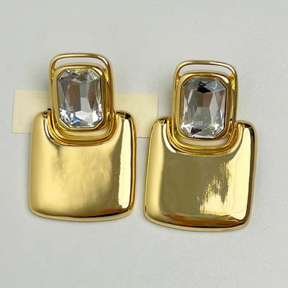 Vintage Geometric Crystal Earrings