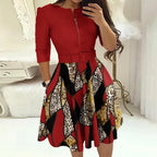 Patchwork A-Line Belt Dress