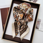 Lotus Print Satin Square Scarf