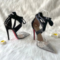 Rhinestone Lace-Up Sandals