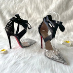 Rhinestone Lace-Up Sandals