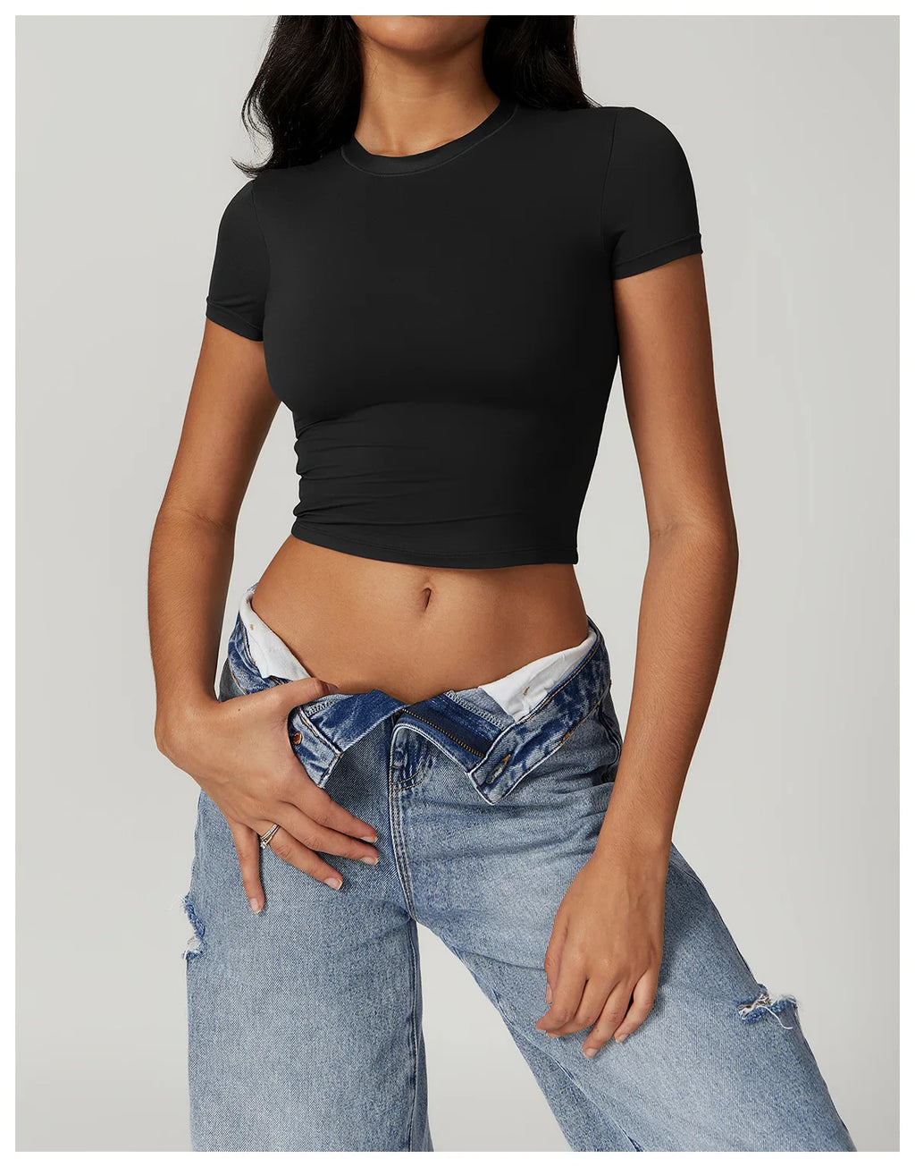 Nylon Short Sleeve True-To-Size Fit Crop Top