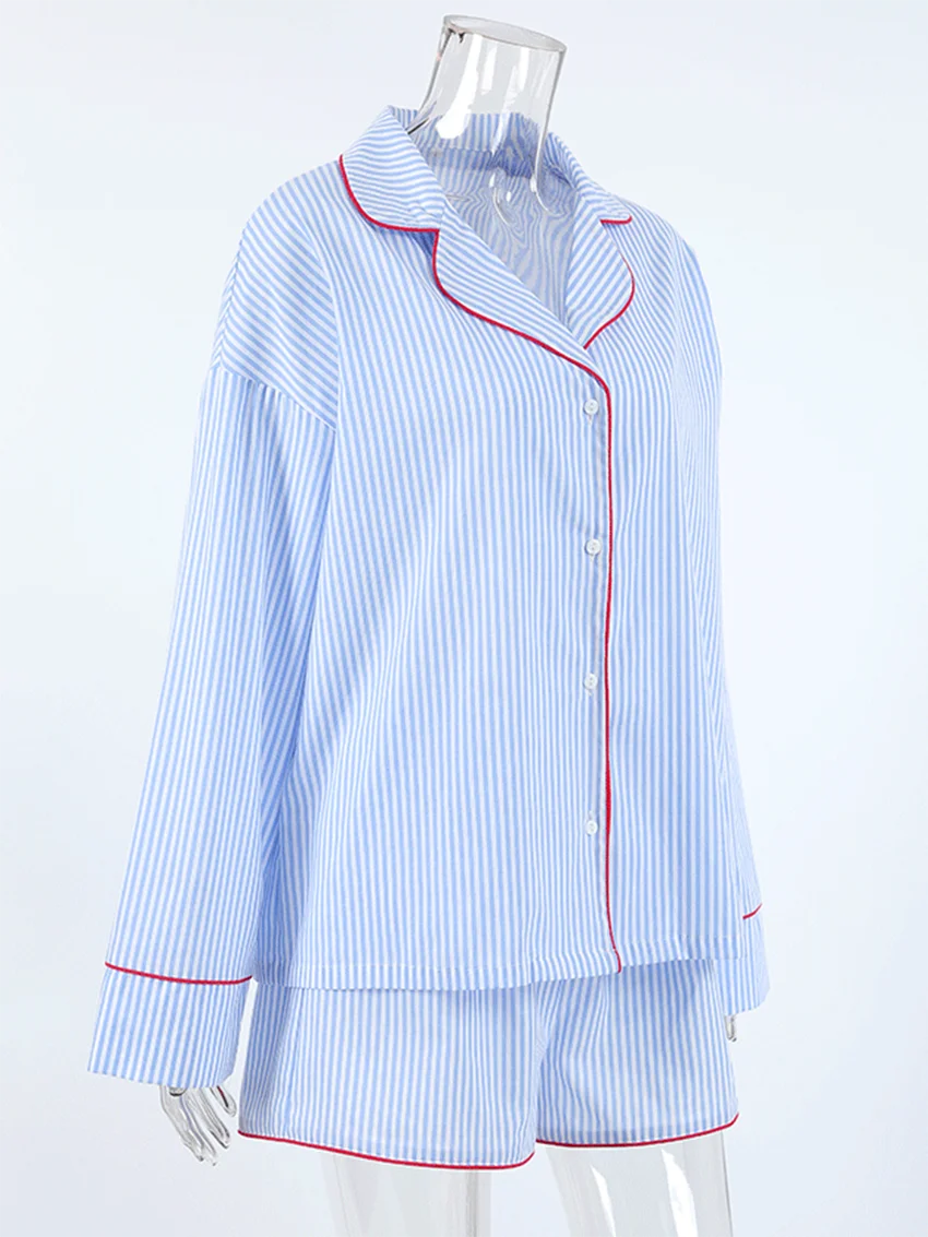 Striped Cotton Long Sleeve Pajama Set