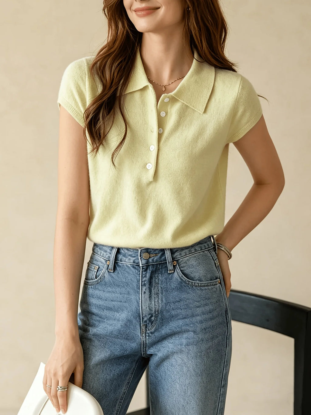 Polo Collar Knit Top