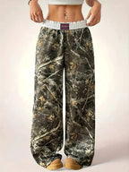 Camouflage Print Wide-Leg Pants