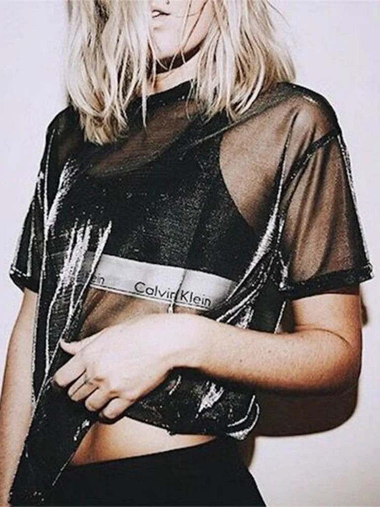 Sheer Mesh Short Sleeve Tee