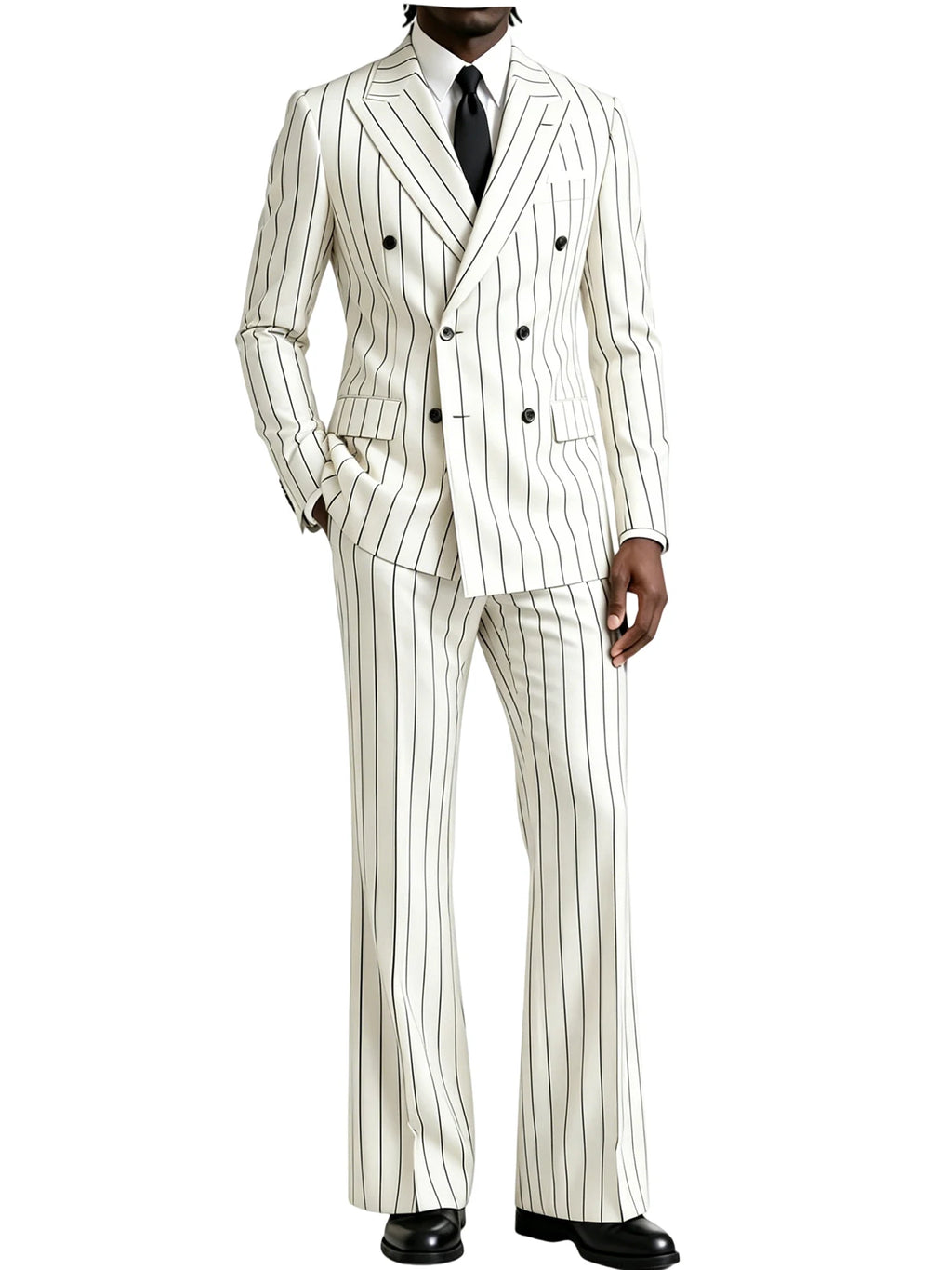 Striped Flare-Pants Formal Tuxedo Set
