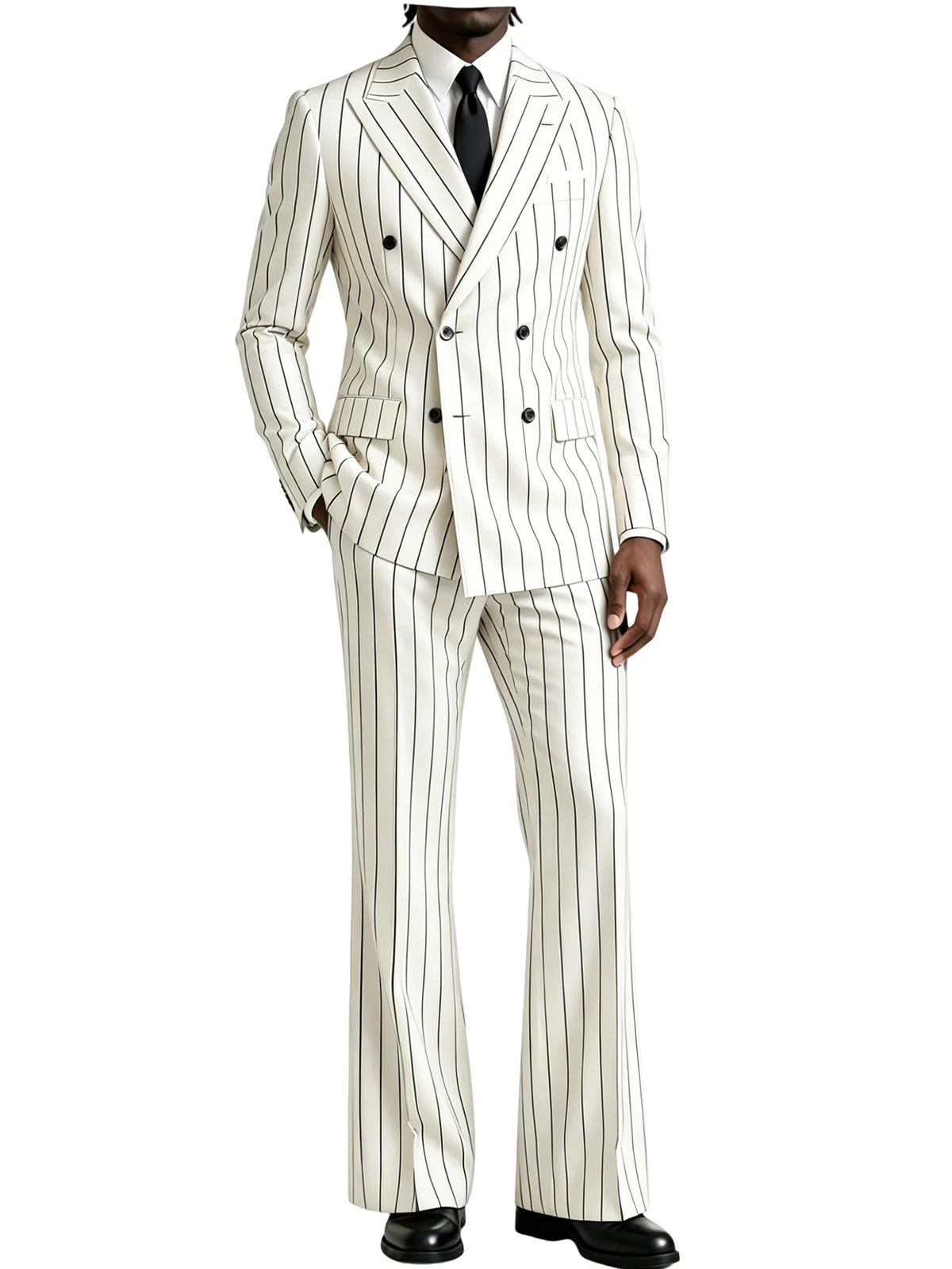 Striped Flare-Pants Formal Tuxedo Set