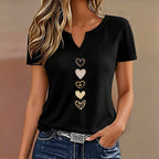 Heart Print V-Neck Tee
