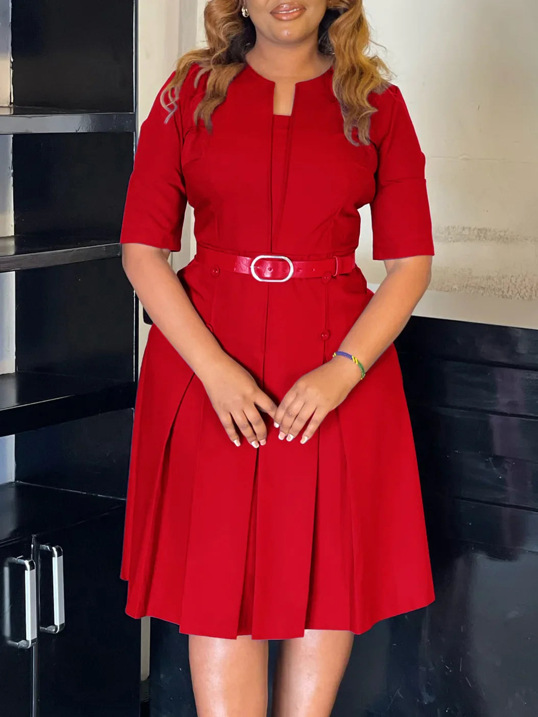 Plus-Size Autumn Midi Dress