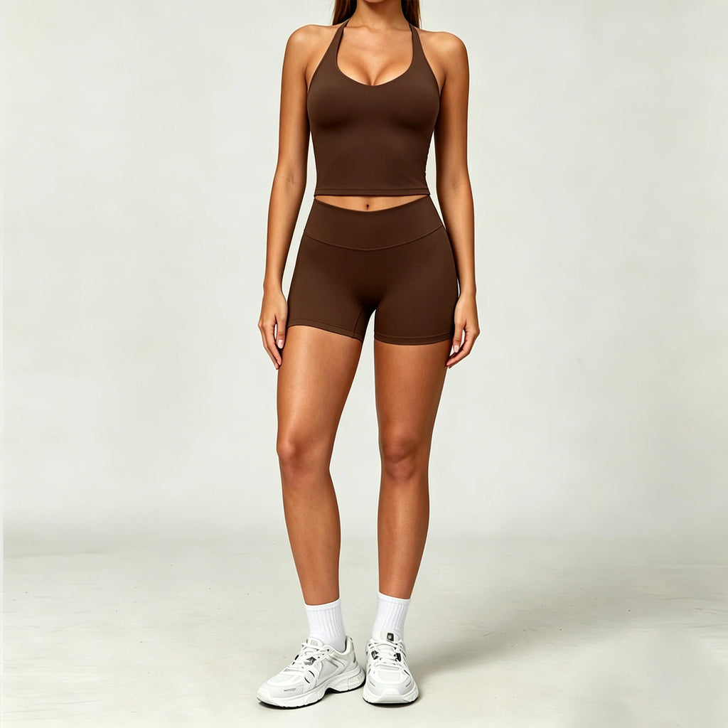 Nylon Solid True-To-Size Fit Two-Piece Yoga Set