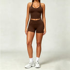 Nylon Solid True-To-Size Fit Two-Piece Yoga Set