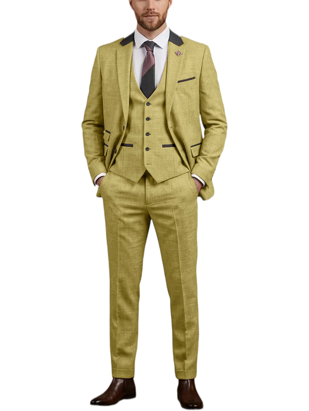 Linen Three-Piece Notch-Lapel Suit
