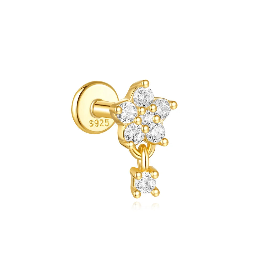 Geometric Pearl Zircon Studs