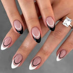 French Tip Fake Nails Almond