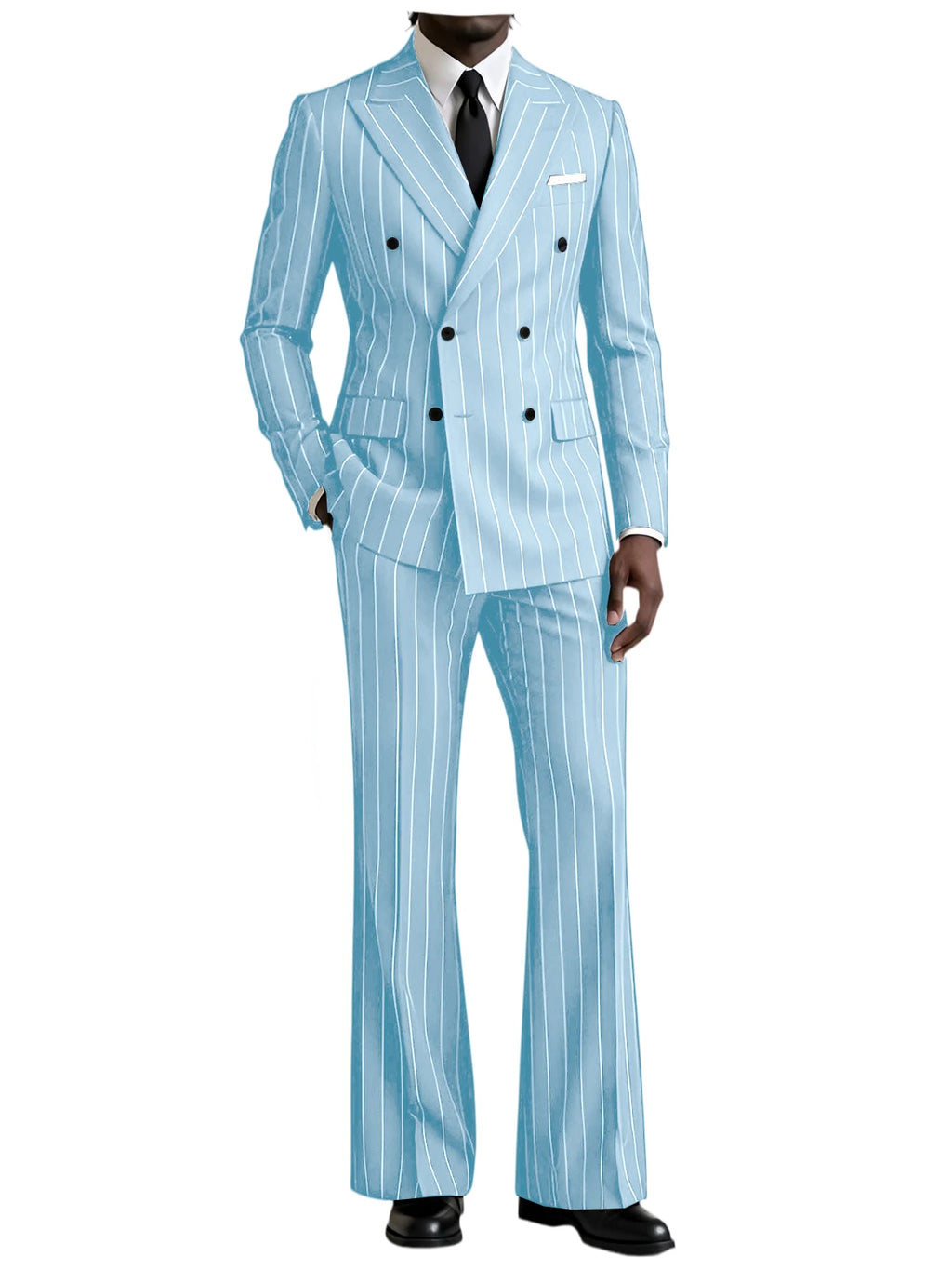 Striped Flare-Pants Formal Tuxedo Set