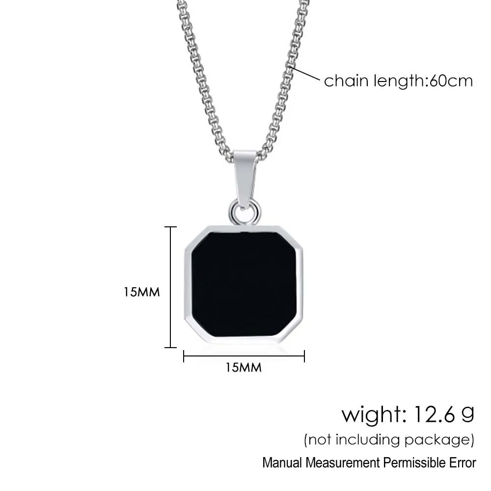SMALING Black Square Necklace