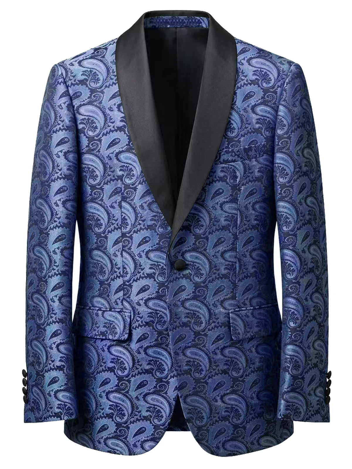 Paisley Jacquard Satin Shawl Blazer