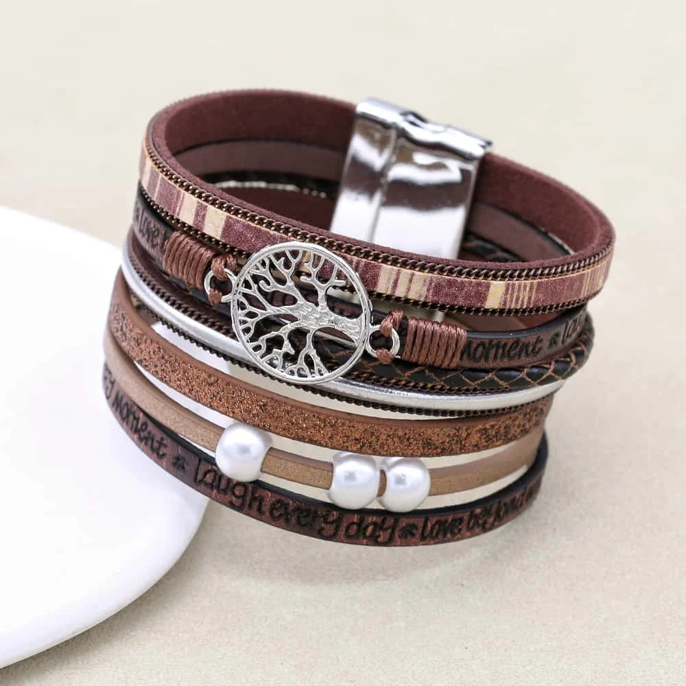 Love Heart Charm Leather Bracelet