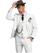 Three-Piece Linen Notch-Lapel Suit