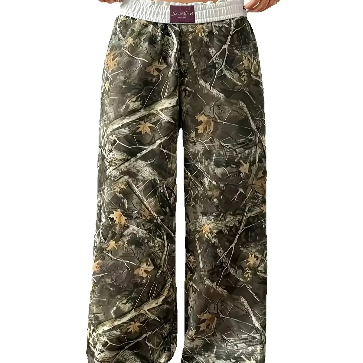 Camouflage Print Wide-Leg Pants