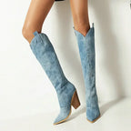 Denim Western Boots