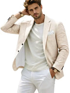 Linen Cotton Notch-Lapel Slim Blazer