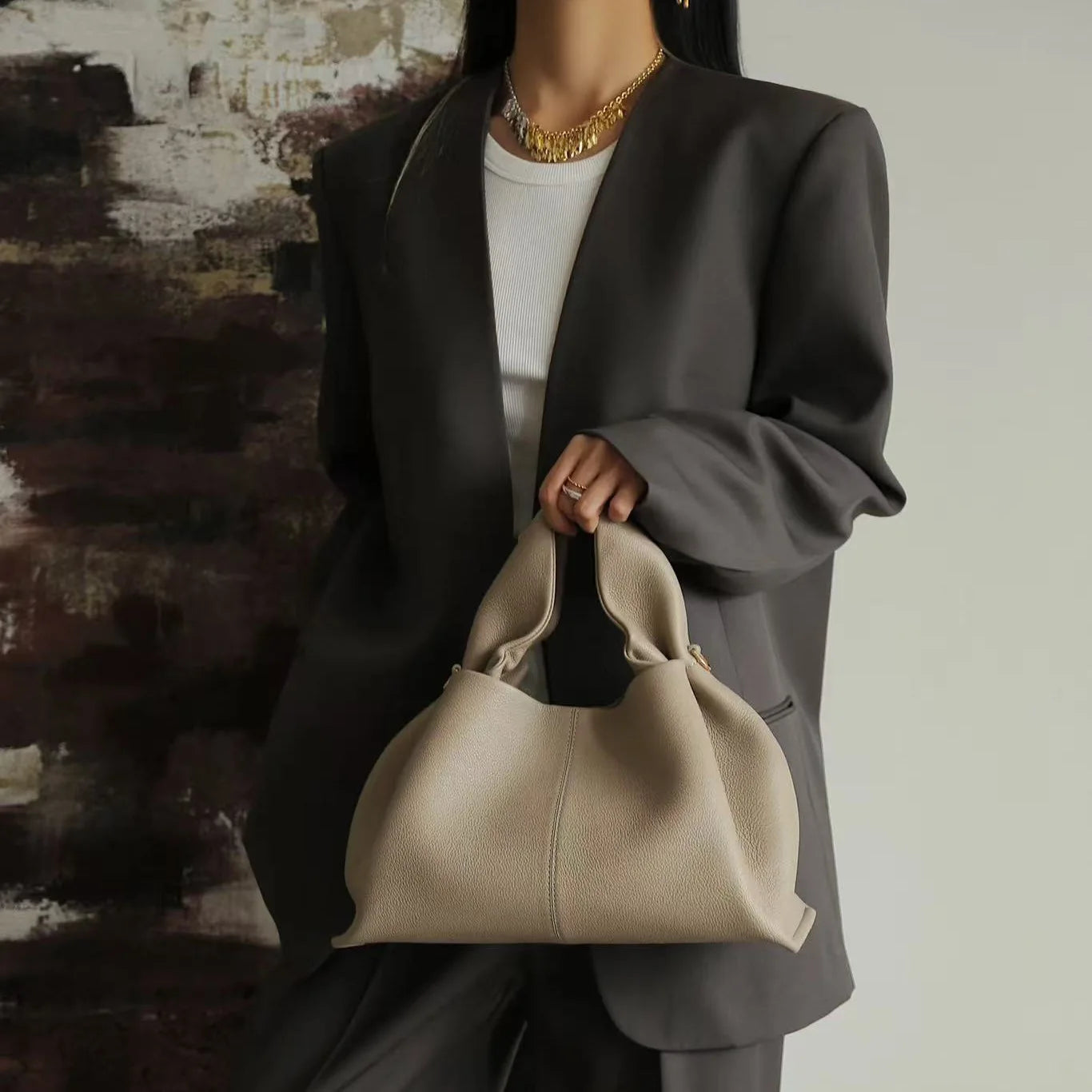Pleated Leather Crossbody Bag
