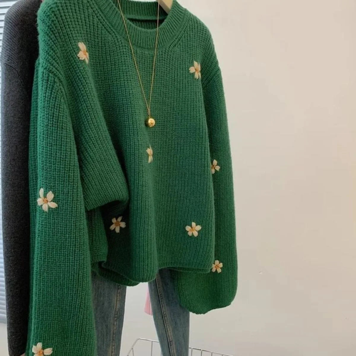Loose Green Pullover Sweater