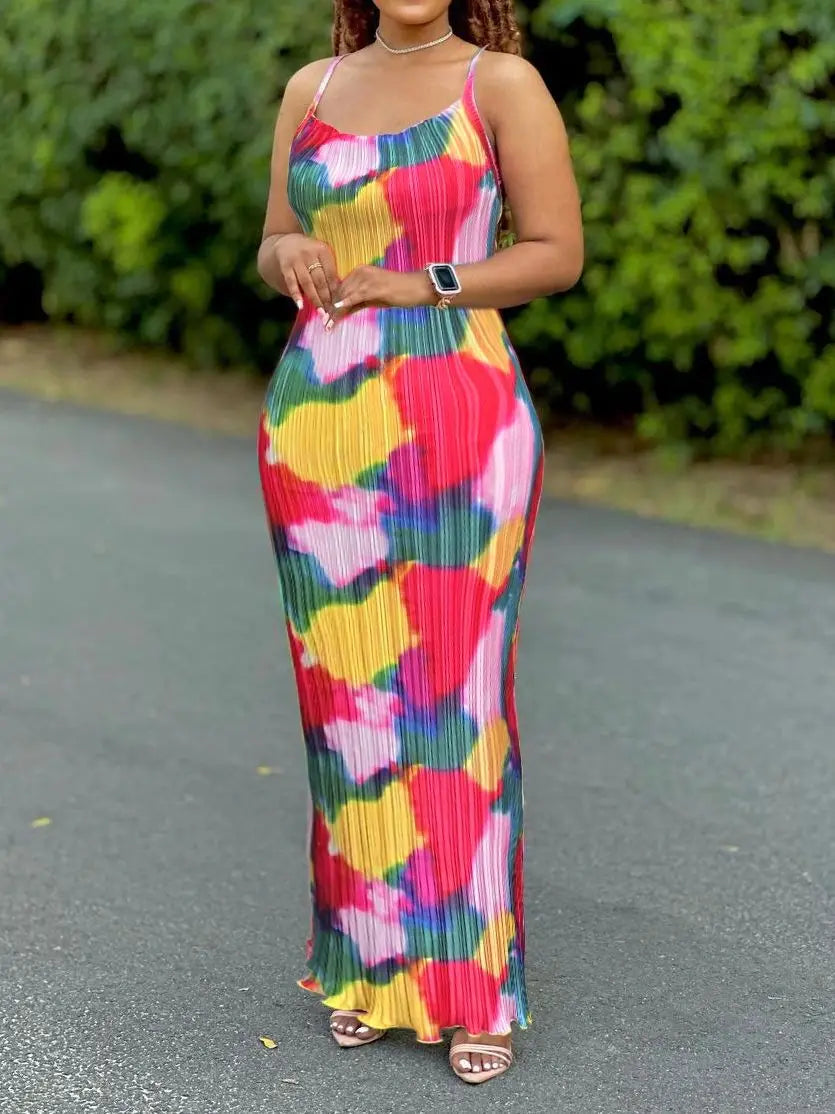 Tie Dye Pleated Dress